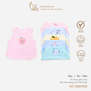 M&B (3-18M) Áo khoác gile 2 lớp chất vải cotton, thoải mái, phong cách Hàn Quốc cho bé từ 5kg7 đến 12kg8