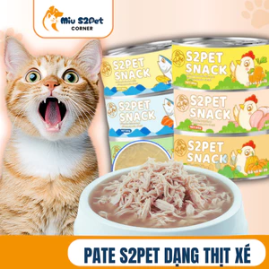 Combo 12-24 Lon Pate S2Pet Snack 85g Thịt Xé Sốt Mix Rau Củ – Thức Ăn Ướt Bổ Sung Nước, Dinh Dưỡng Cho Chó Mèo