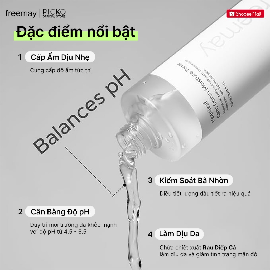 (Date 10/2027) Combo 2 Toner Freemay Thuần Chay Heartleaf Calm Down Moisture - Dưỡng Ẩm Da, Làm Diu Da  (350ml x 2 chai)