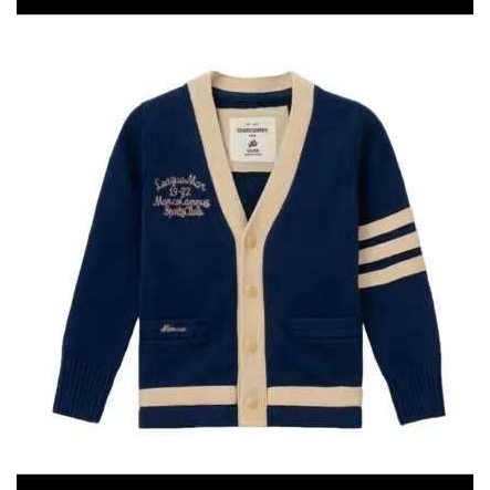 Áo Len Cardigan Bé Trai Dài Tay, Cài Cúc Trước, Phối Viền Thể Thao