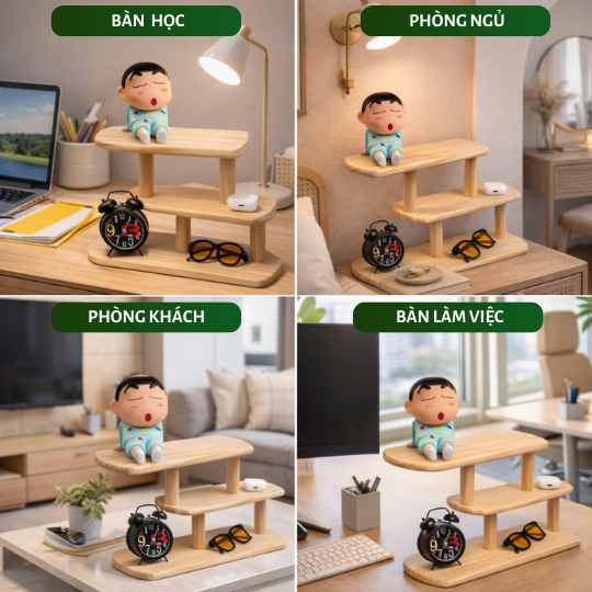 [CHỐNG MỐC] Kệ Gỗ Mini Để Bàn Trang Trí, Giá Đỡ Đồng Hồ Trưng Bày Đồ Decor Để Bàn Học - [TV-D012]