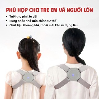 Đai Nhắc Nhở Tư Thế Thông Minh Báo Rung Cảm Biến 3 Chiều Chống Gù Lưng Cho Trẻ Em & Người Lớn