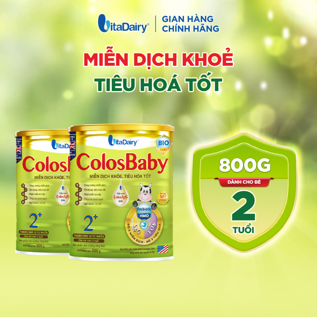 [COMBO 2 LON] Sữa bột ColosBaby Bio Gold 2+ cho trẻ trên 2 tuổi - Hỗ trợ tiêu hoá, bổ sung dinh dưỡng - Lon 800g