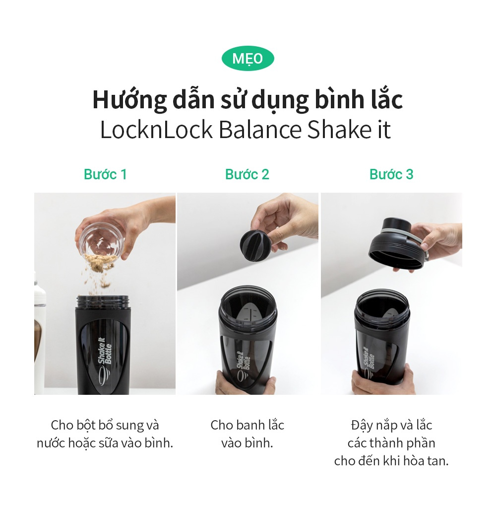 Mô tả Bình lắc Balance Shake it LocknLock HAP949 897ml 2 màu, có vạch chia dung tích và quai xách - K-MALL - 7