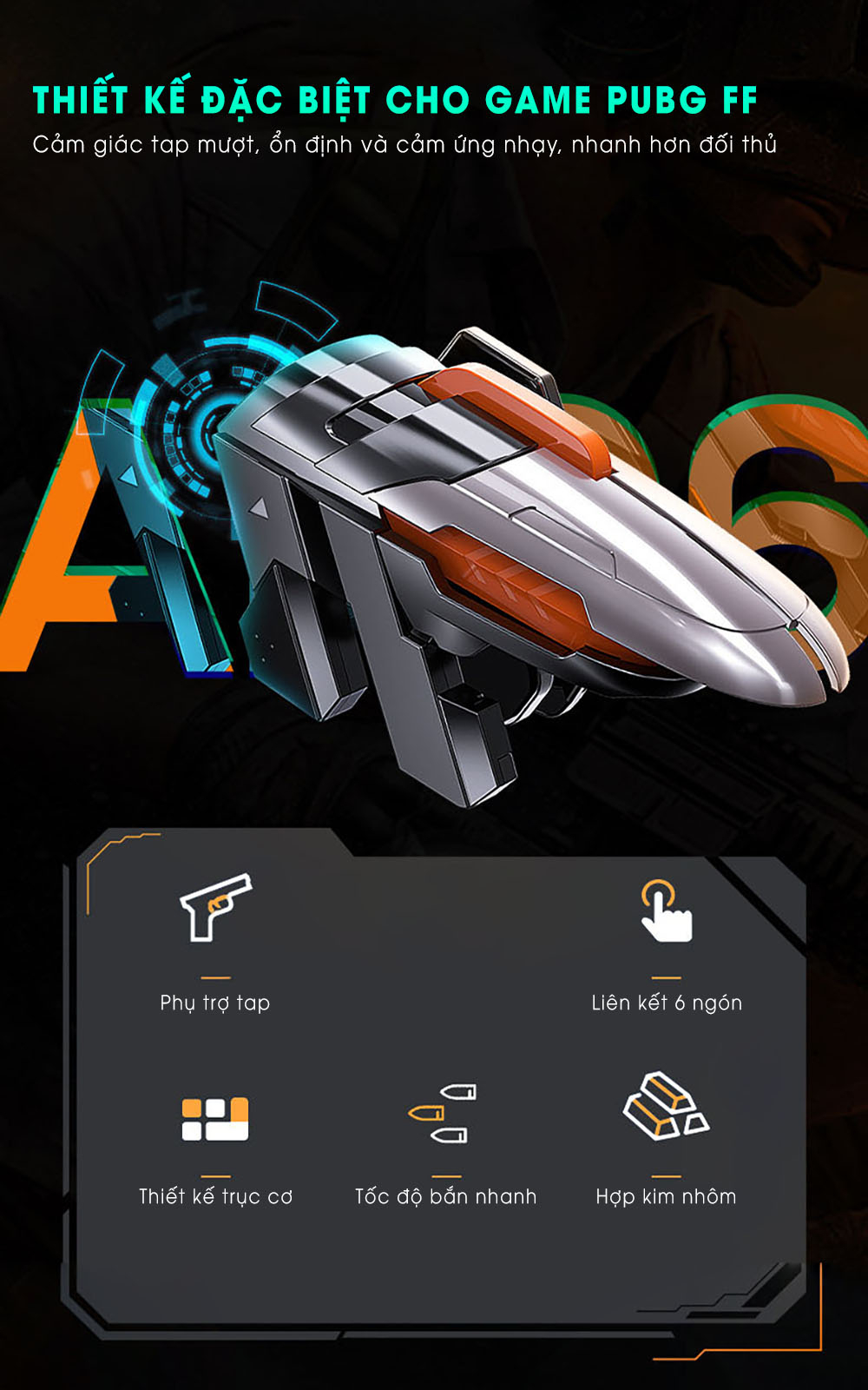 Mô tả Tay cầm chơi game điện thoại MEMO AK06 gaming nút bắn cơ hỗ trợ chơi game 6 ngón ff pubg freefire cod fps - Chính hãng - 4
