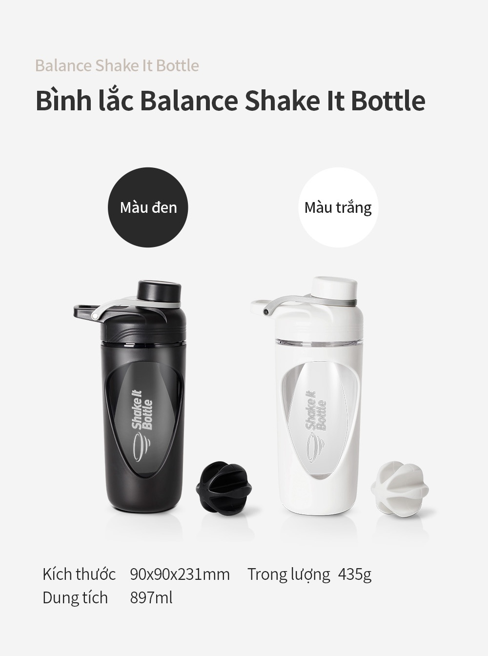 Mô tả Bình lắc Balance Shake it LocknLock HAP949 897ml 2 màu, có vạch chia dung tích và quai xách - K-MALL - 2