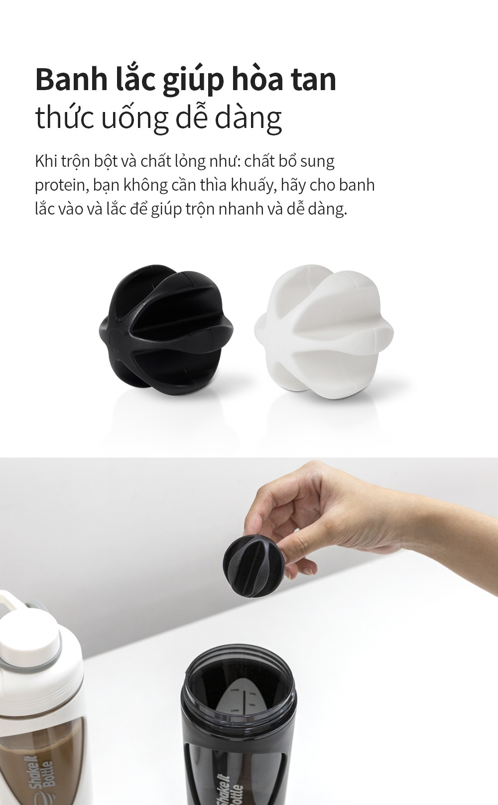 Mô tả Bình lắc Balance Shake it LocknLock HAP949 897ml 2 màu, có vạch chia dung tích và quai xách - K-MALL - 6