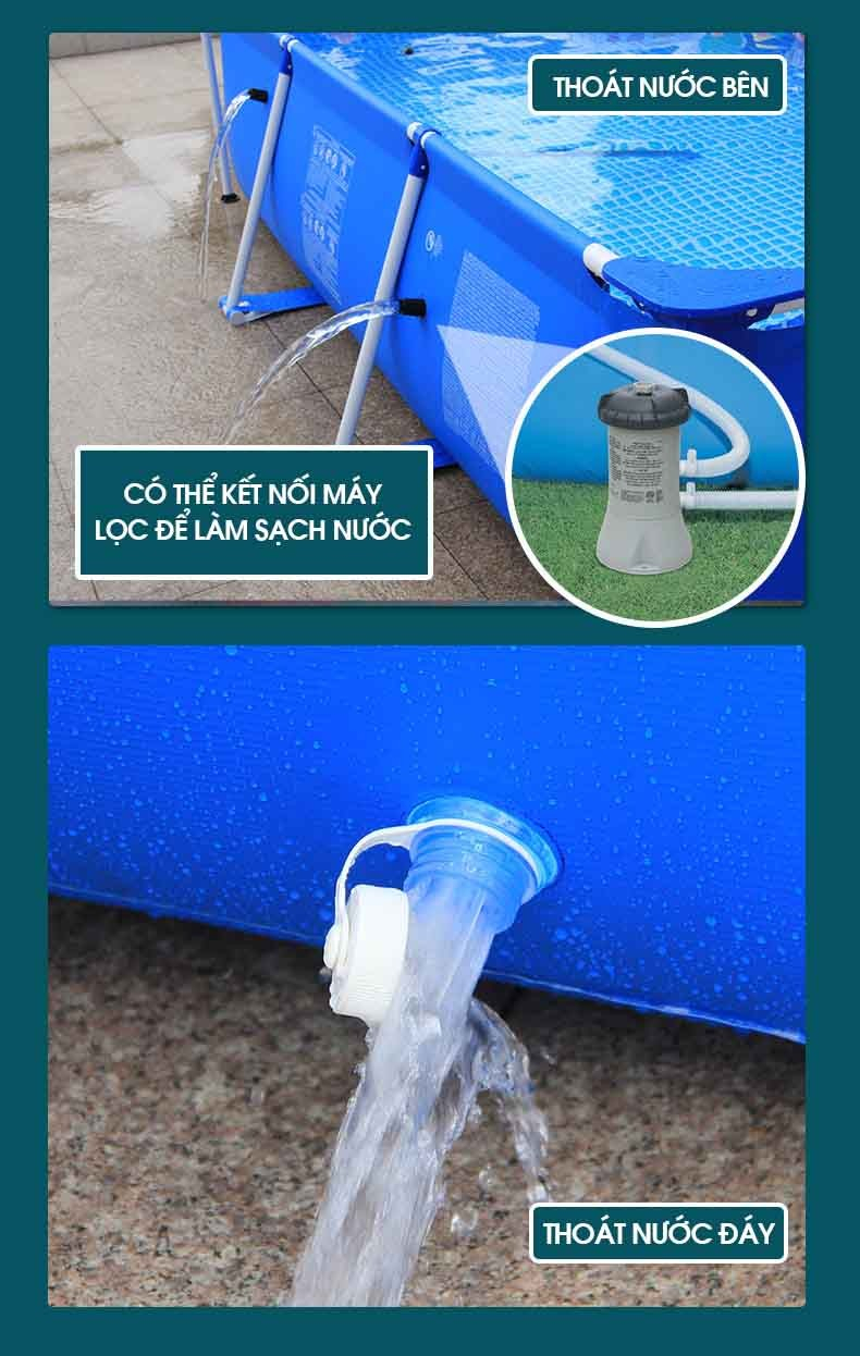 Mô tả Bể bơi thành cao, khung kim loại chữ nhật, gấp gọn INTEX - Bể bơi cho bé, bể bơi kim loại, bể bơi di động - 7