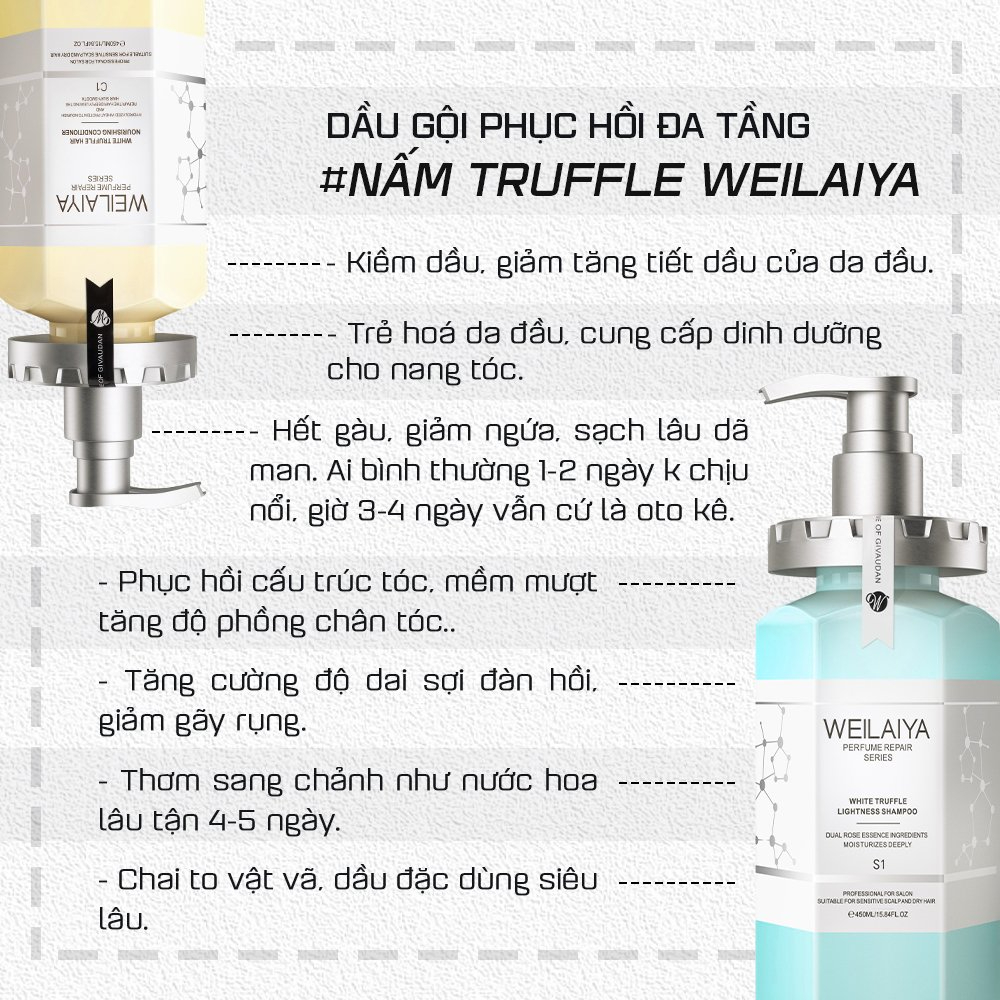 Mô tả Dầu Gội Weilaiya Phục Hồi Đa Tầng Nấm Truffle Weilaiya 450ml - 1