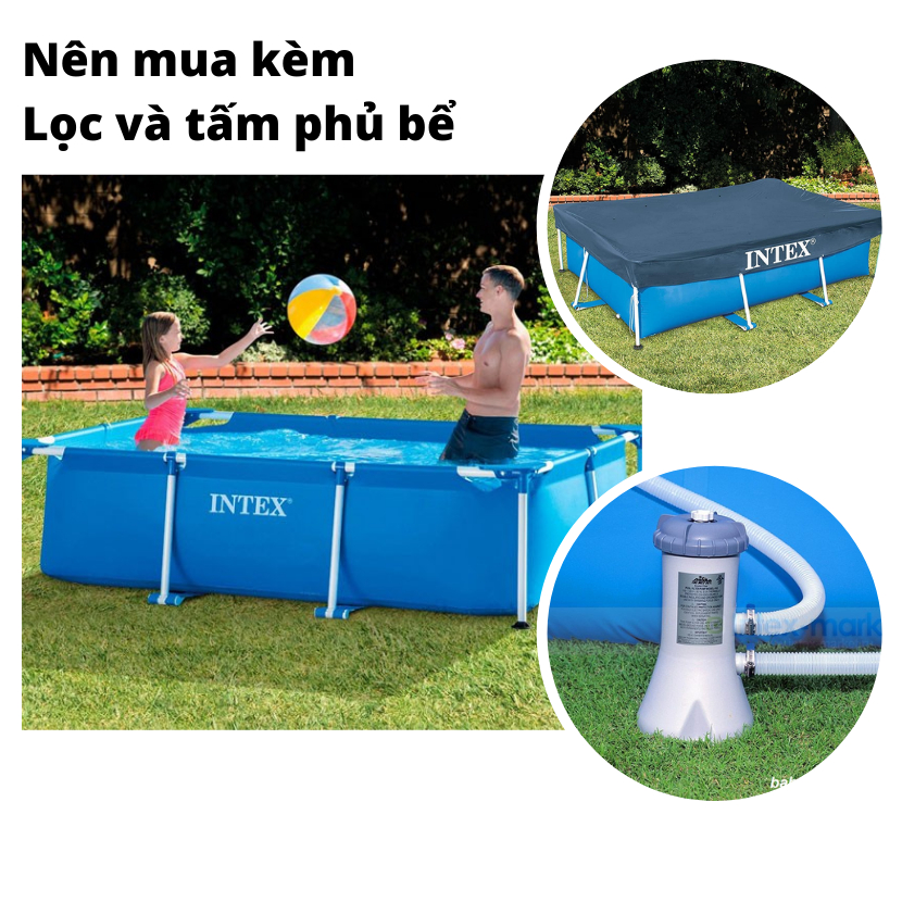 Mô tả Bể bơi thành cao, khung kim loại chữ nhật, gấp gọn INTEX - Bể bơi cho bé, bể bơi kim loại, bể bơi di động - 8