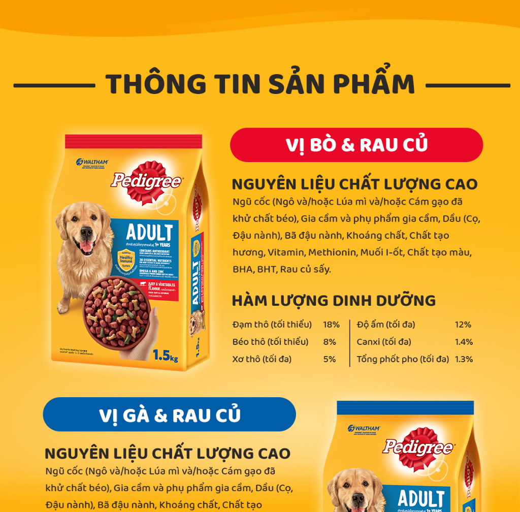 Mô tả Thức Ăn Dạng Hạt Khô Cho Chó Lớn PEDIGREE Vị Gà Và Rau Củ, 1.5kg - 4
