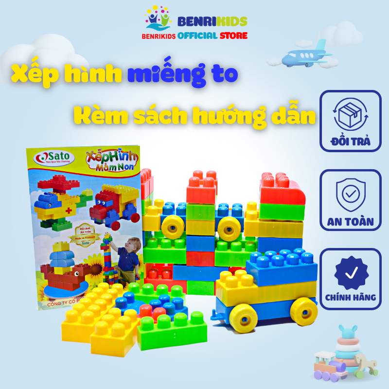 Mô tả Đồ Chơi Xếp Hình Mầm Non 72 Chi Tiết Chính Hãng Sato - 1