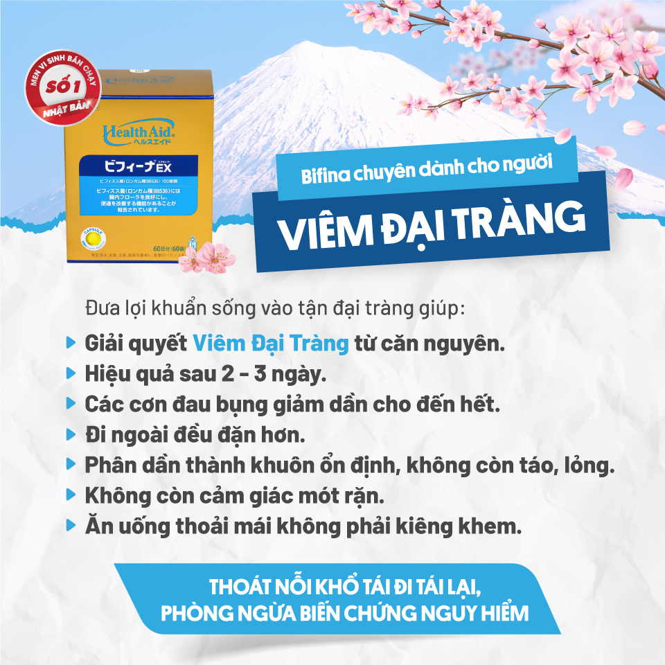 Mô tả Men vi sinh Bifina Nhật Bản loại EX 30 gói - Thoát ngay viêm đại tràng, không lo tái phát - 1
