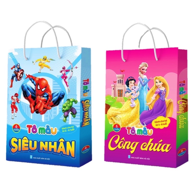 Mô tả Sách - Tô màu Siêu Nhân, Tô màu Công Chúa Dành cho bé 2-6 tuổi (6 Cuốn) - 1