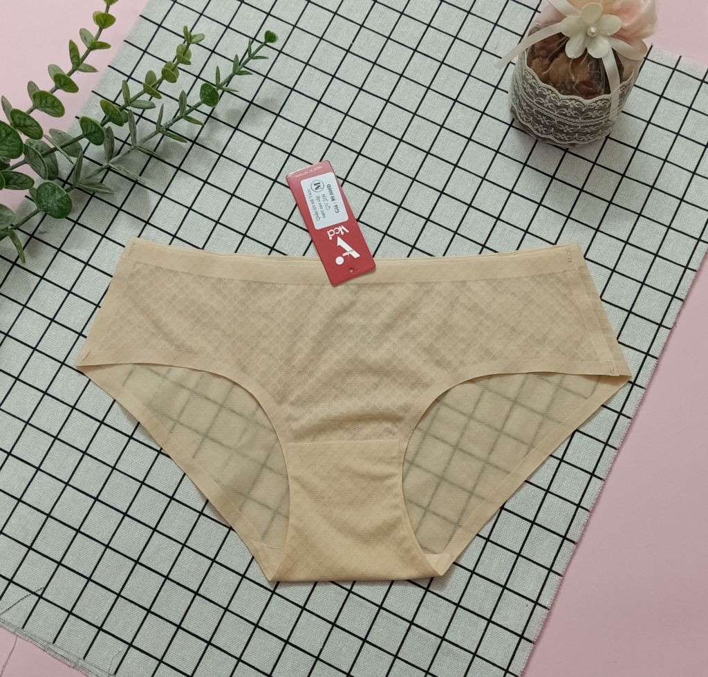 Mô tả Quần lót nữ biết thở không đường may Vicci 209 kẻ caro thông hơi màu da - 3