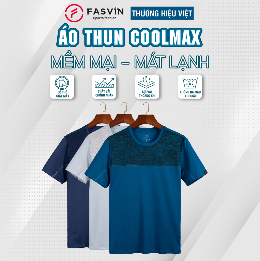 Mô tả Áo Thun Nam FASVIN Vải COOLMAX Mềm Mát Co Giãn chất đẹp Hàng Nhà Máy TS23572.1.HN - 1