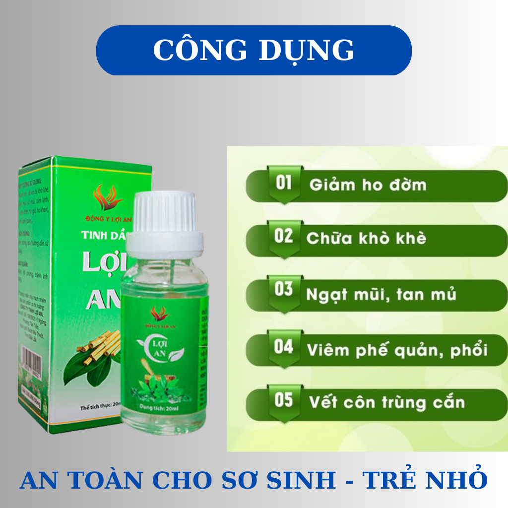 Mô tả Tinh dầu bôi ho, sổ mũi, khò khè cho bé Lợi An 20m Hàng Chuẩn - 3