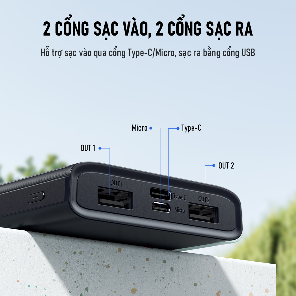 Mô tả Pin Sạc Dự Phòng 10.000mAh ROBOT RT190S 2 Cổng Sạc Vào & 2 Cổng Sạc Ra - Chính Hãng - 2