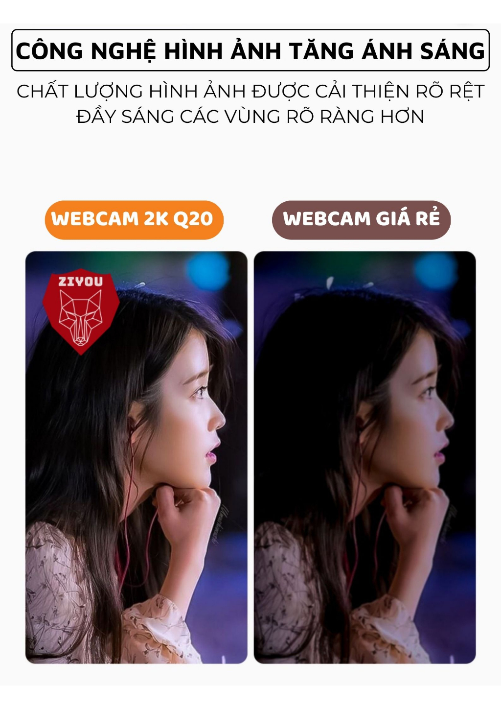 Mô tả Webcam Máy Tính PC Laptop Ziyou Q-20 Độ Phân Giải 2K Có Mic Camera Trợ Sáng Cực Nét - 6