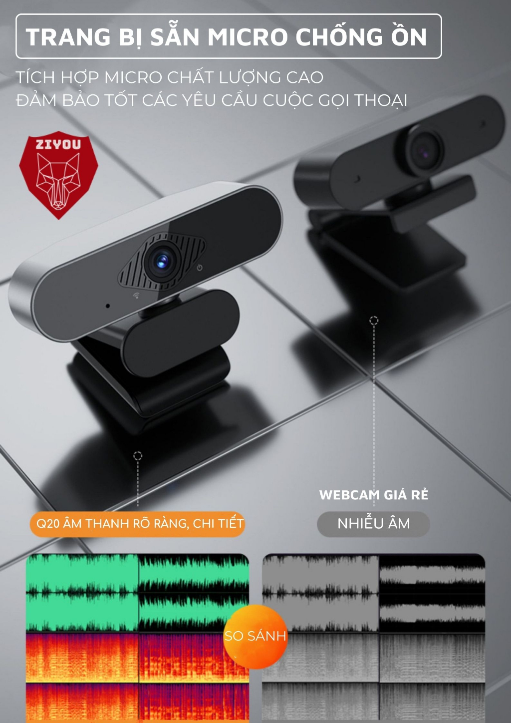 Mô tả Webcam Máy Tính PC Laptop Ziyou Q-20 Độ Phân Giải 2K Có Mic Camera Trợ Sáng Cực Nét - 7