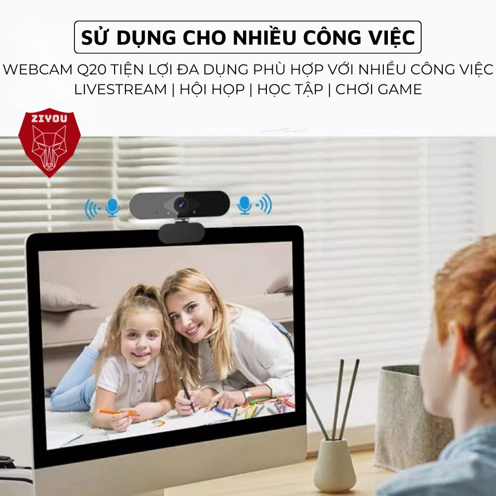 Mô tả Webcam Máy Tính PC Laptop Ziyou Q-20 Độ Phân Giải 2K Có Mic Camera Trợ Sáng Cực Nét - 3