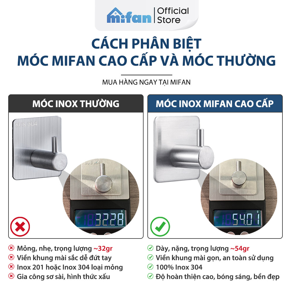 Móc dán tường Inox 304 MIFAN - Sang trọng