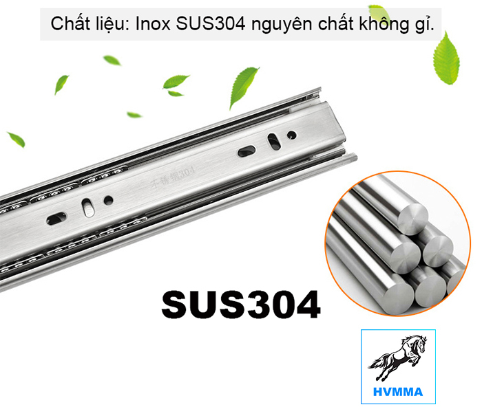 Bộ 2 Thanh ray trượt ngăn kéo tủ iNOX SUS304 cho thợ làm tủ, đóng tủ ...