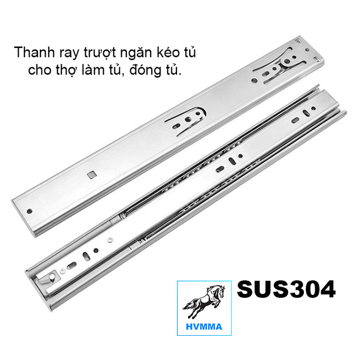 Bộ 2 Thanh ray trượt ngăn kéo tủ iNOX SUS304 cho thợ làm tủ, đóng tủ ...