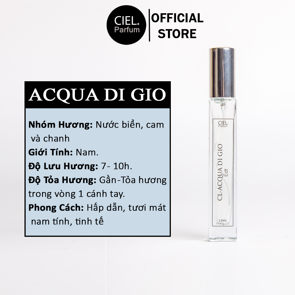 Mô tả Nước hoa nam CL ACQUA DI GIO Edt chính hãng cao cấp CIEL Parfum phong cách hấp dẫn, tươi mát, nam tính, tinh tế - 1