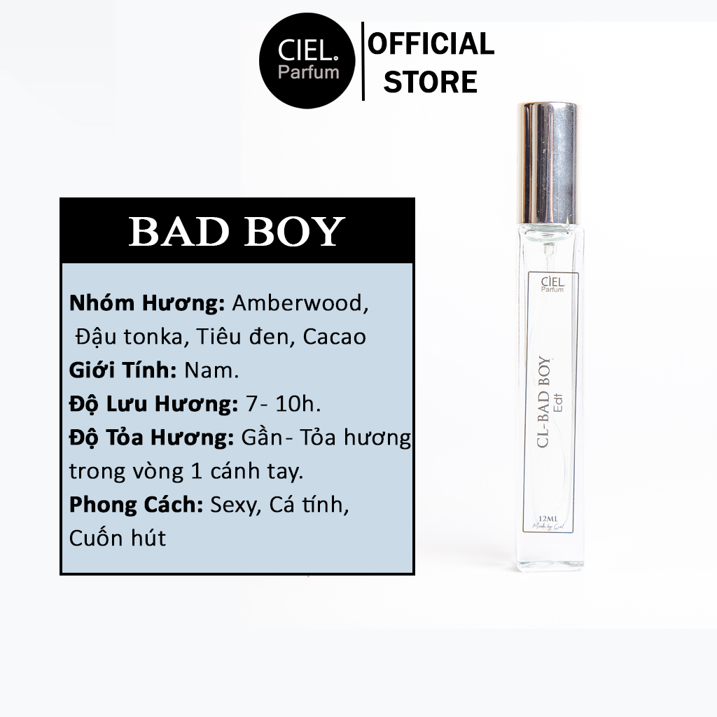 Mô tả Nước hoa nam CL BAD BOY Edt 12ml chính hãng cao cấp CIEL Parfum phong cách sexy, cá tính, cuốn hút - 1