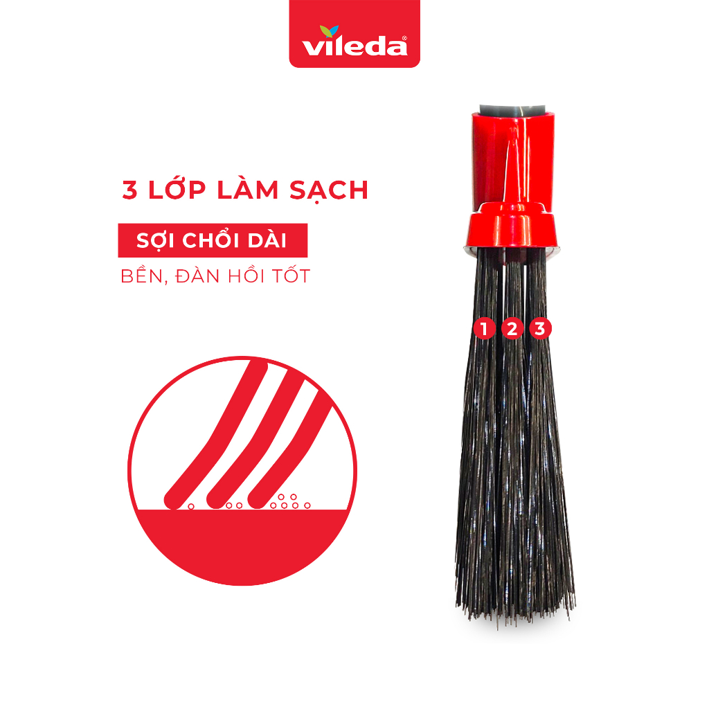 Mô tả Bộ chổi quét nhà kèm xẻng hốt VILEDA tay cầm dài, tháo lắp tiện lợi, tiết kiệm không gian - 2