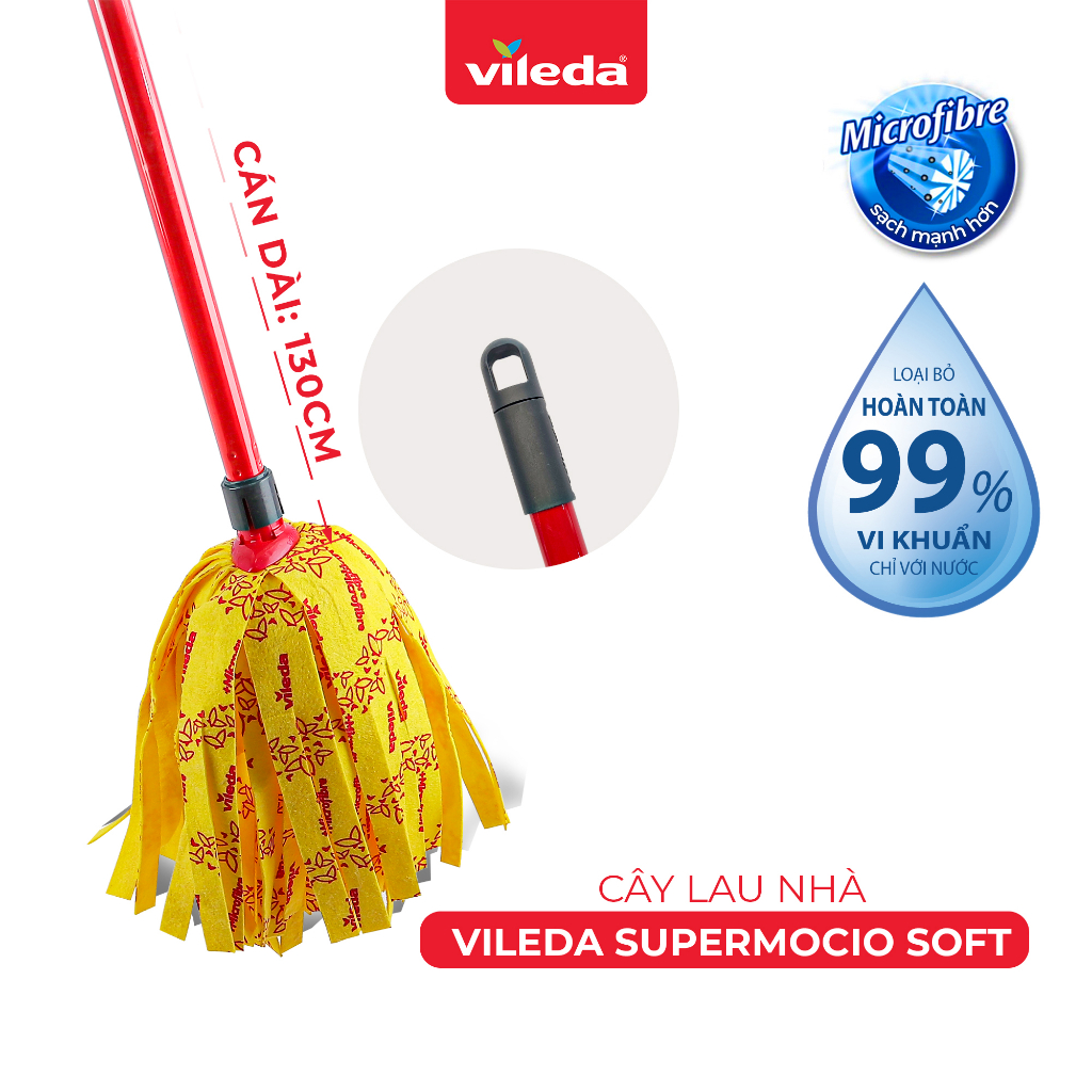 Mô tả Cây lau nhà VILEDA Supermocio Soft vải sợi siêu nhỏ, siêu thấm dùng cho sàn gỗ - chính hãng Vileda - 2