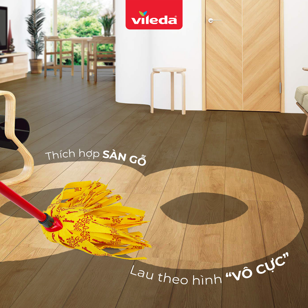 Mô tả Cây lau nhà VILEDA Supermocio Soft vải sợi siêu nhỏ, siêu thấm dùng cho sàn gỗ - chính hãng Vileda - 3
