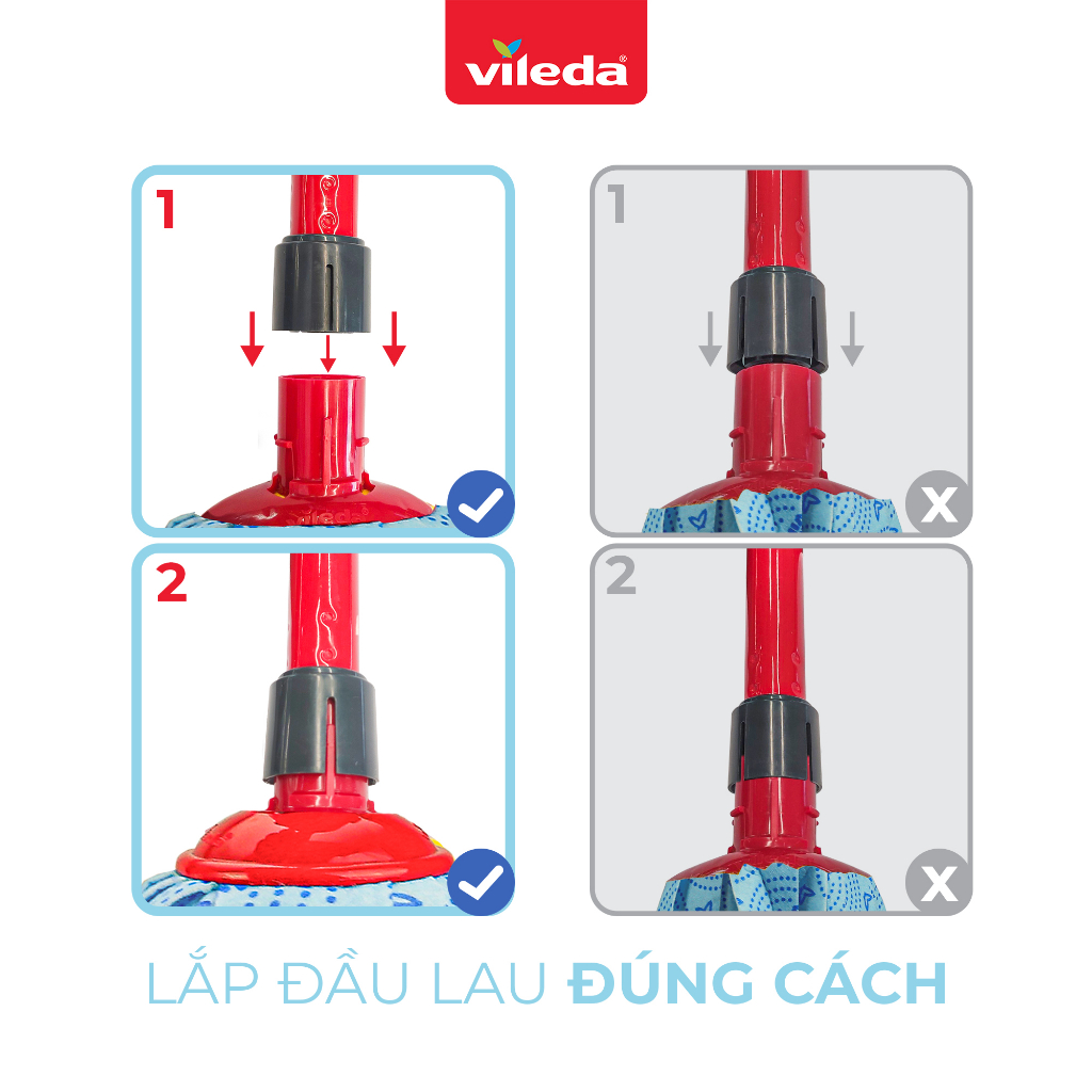 Mô tả Cây lau nhà đa năng VILEDA Wetmop vải sợi microfibre, siêu thấm dùng cho mọi loại sàn - 7