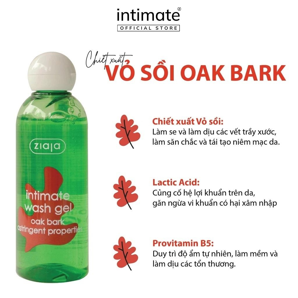 Mô tả Dung Dịch Vệ Sinh Phụ Nữ Intimate Vỏ Sồi ZIAJA Giúp Cân Bằng Độ PH Tự Nhiên, Se Khít, Dưỡng Ẩm Sâu 200ml - 2