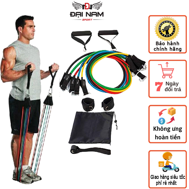 Mô tả Bộ 5 Dây Kéo Ngũ Sắc Tập Gym Tổng 150LB Cỡ Lớn (Hàng Loại 1) Chính Hãng Đại Nam Sport - 3