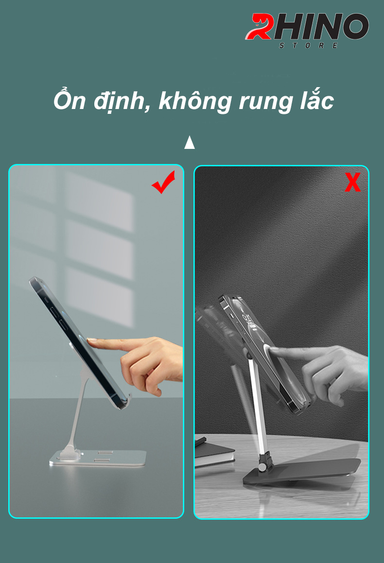 Mô tả Giá đỡ, kệ đỡ điện thoại Rhino KP902 bằng hợp kim nhôm cao cấp để bàn tiện lợi có thể gấp gọn - 4