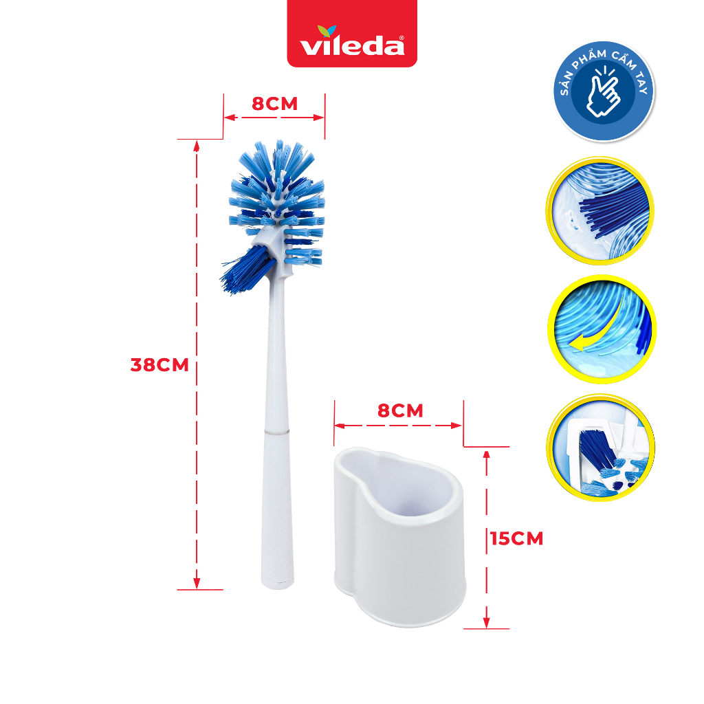 Mô tả Chổi cọ bồn cầu, toilet VILEDA Power Brush gồm khay đựng để pha nước tẩy rửa - 2