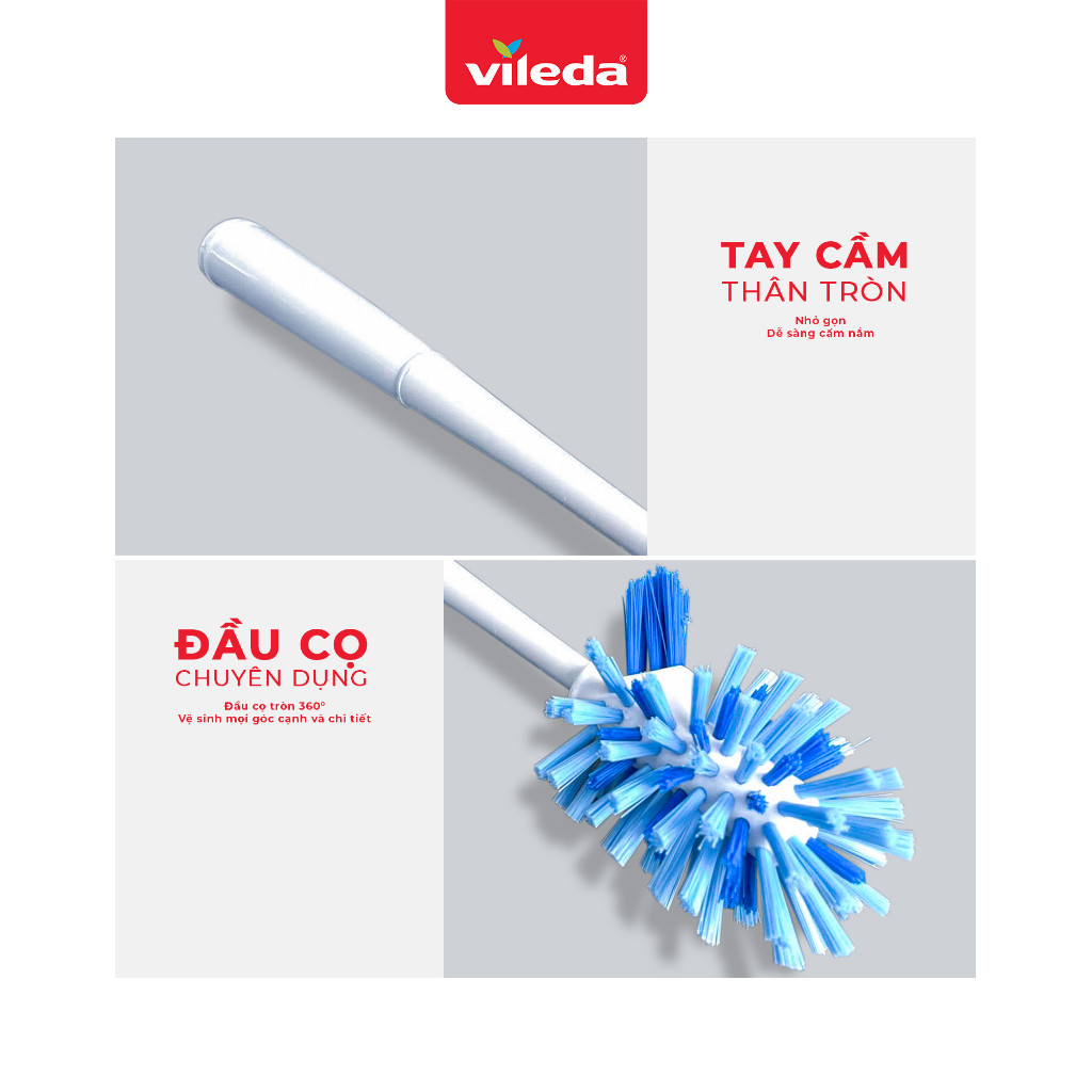 Mô tả Chổi cọ bồn cầu, toilet VILEDA Power Brush gồm khay đựng để pha nước tẩy rửa - 3
