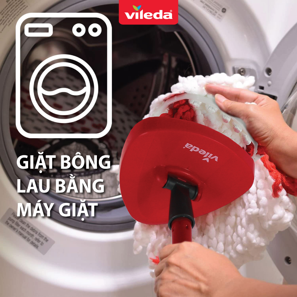 Mô tả Cây lau nhà VILEDA Turbo Easy Wring&Clean đầu lau tam giác, xô giặt quay bằng chân, + 2 bông lau (Tổng 3 bông) - 5