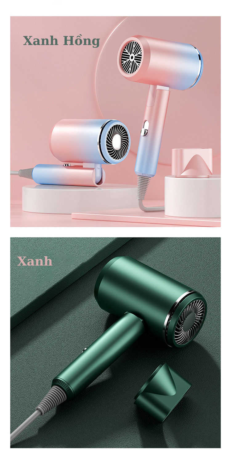 Mô tả Máy sấy tóc mini HOKU gấp gọn tạo kiểu chuyên nghiệp 2 chiều nóng lạnh 3 tốc độ gió công suất 1800W MST05 - 8