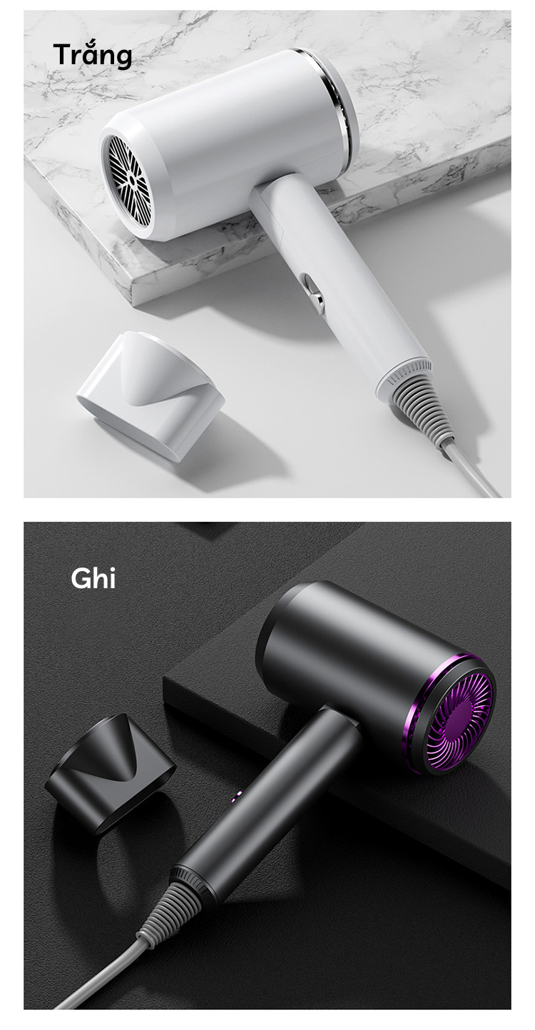 Mô tả Máy sấy tóc mini HOKU gấp gọn tạo kiểu chuyên nghiệp 2 chiều nóng lạnh 3 tốc độ gió công suất 1800W MST05 - 9