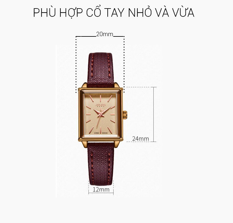 Mô tả JA-787 đồng hồ nữ dây da nâu Sale off | Julius Official - 1