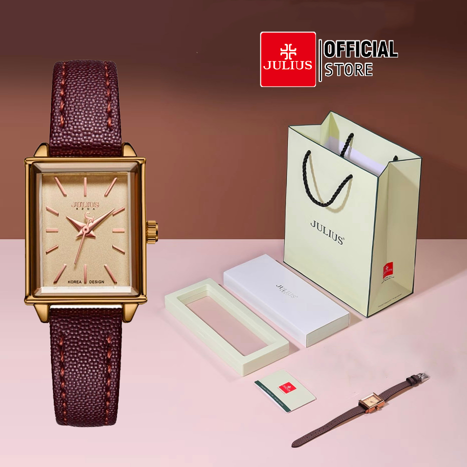 Mô tả JA-787 đồng hồ nữ dây da nâu Sale off | Julius Official - 2