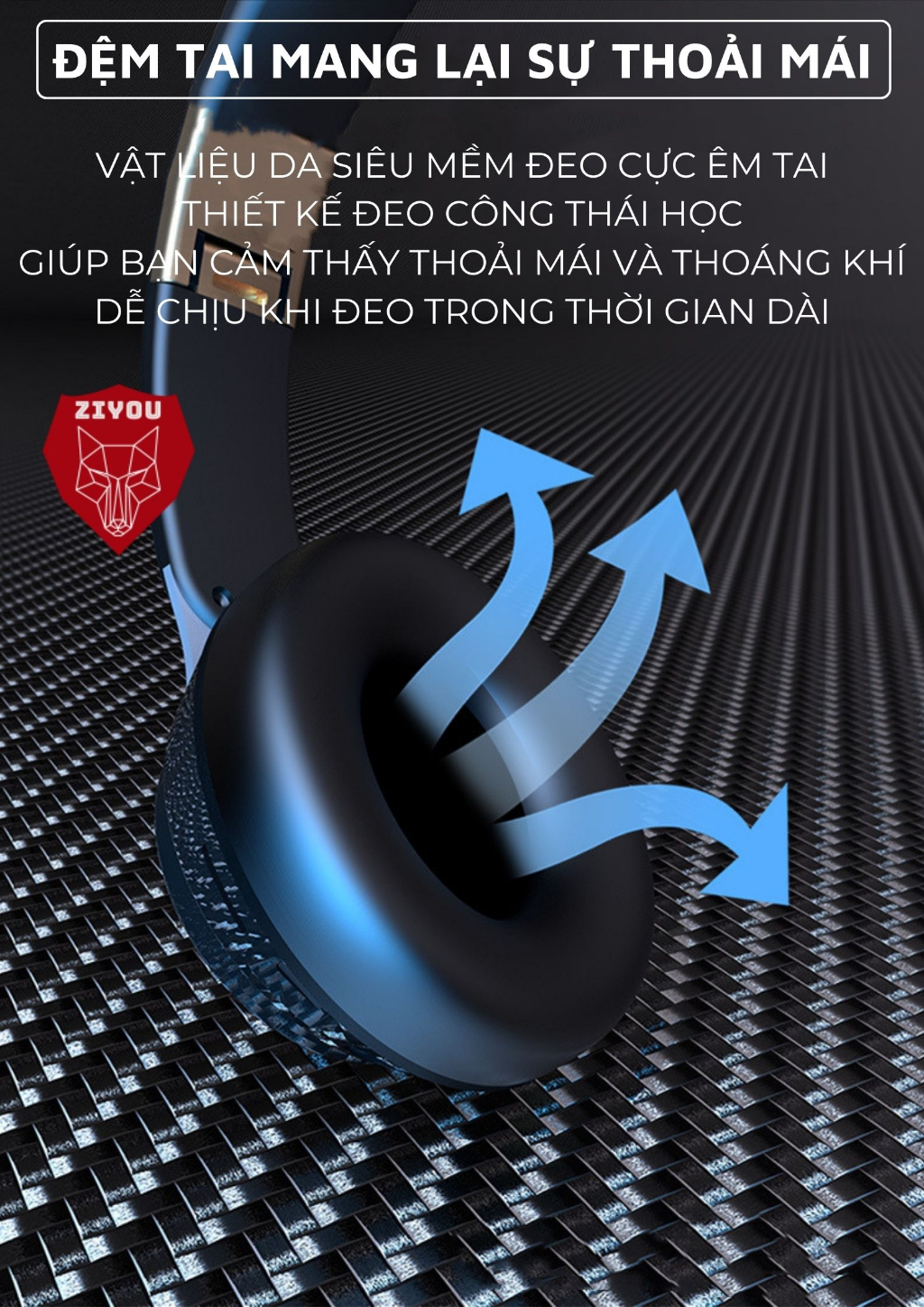 Mô tả Tai Nghe Chụp Tai Bluetooth Không Dây Ziyou X-BASS Cho Điện Thoại Máy Tính Có Mic Âm Thanh Siêu Bass - 3