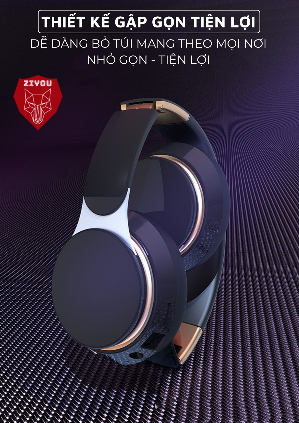 Mô tả Tai Nghe Chụp Tai Bluetooth Không Dây Ziyou X-BASS Cho Điện Thoại Máy Tính Có Mic Âm Thanh Siêu Bass - 4