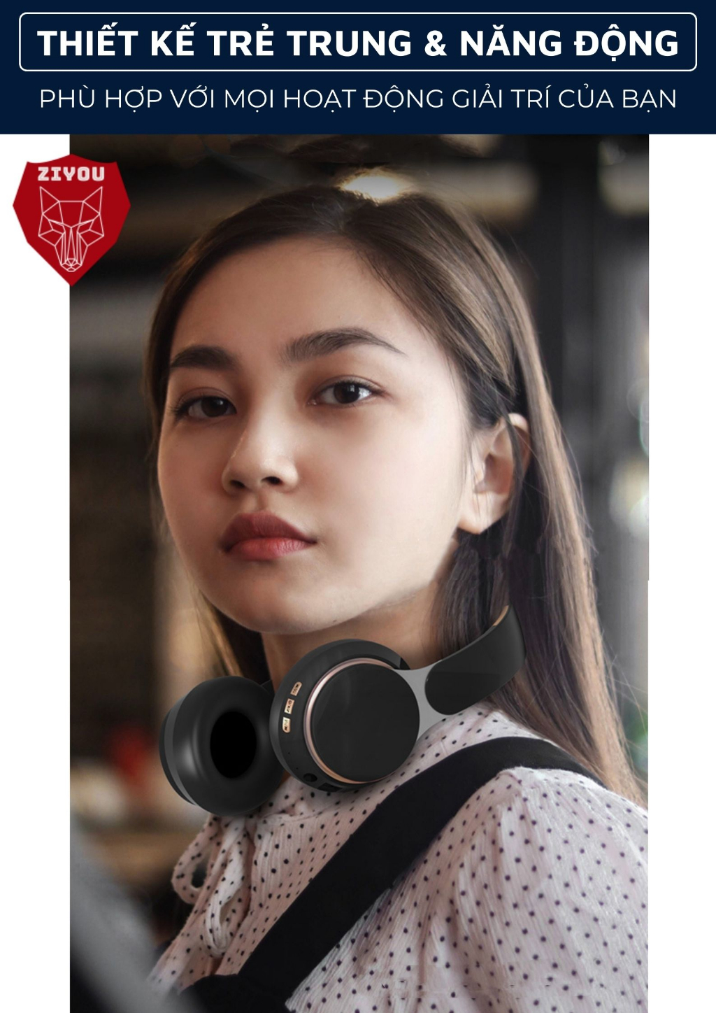 Mô tả Tai Nghe Chụp Tai Bluetooth Không Dây Ziyou X-BASS Cho Điện Thoại Máy Tính Có Mic Âm Thanh Siêu Bass - 9