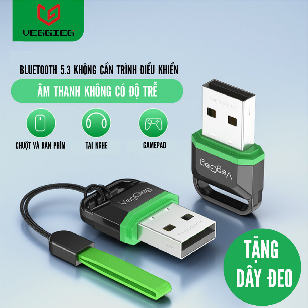 USB Bluetooth VegGieg 5.3 kết nối không dây V-UB503