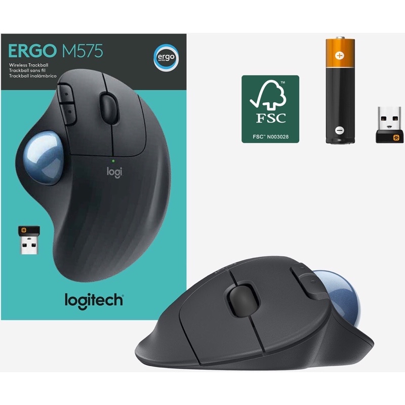 Chuột Logitech Ergo M575 / M575S bi xoay không dây kết nối Usb Wireless ...