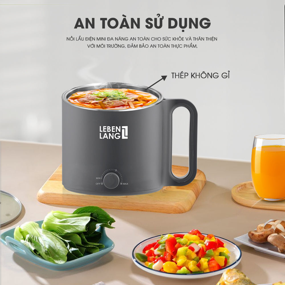 Mô tả Nồi lẩu điện mini đa năng Lebenlang LBEC0808 1500ml, bảo hành 2 năm - hàng chính hãng - 4